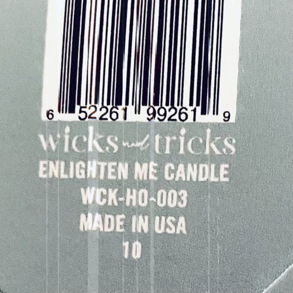 Wicks and Tricks Candle 10 oz Enlighten Me in Vanilla Scent New in Glass Jar - Picture 5 of 6